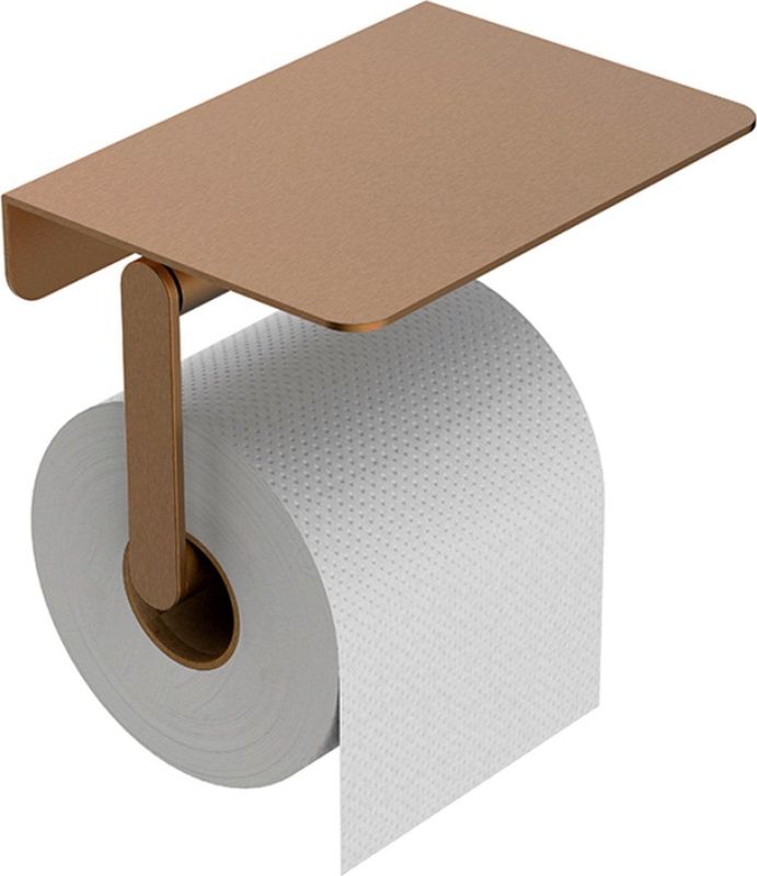 Alonzo - Toiletrolhouder met Planchet - Geborsteld Brons Koper