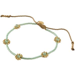 A Beautiful Story - Botanic Aventurijn - Armband - Groen - Goudkleurige Kralen
