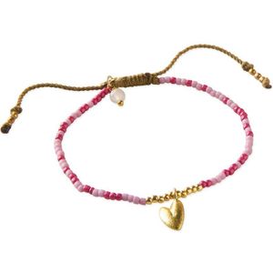 A Beautiful Story - Dreaming - Armband - Rozenkwarts - Goudkleurige Glaskralen