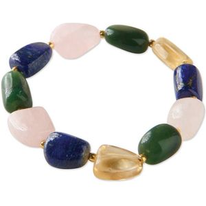 A Beautiful Story - Worthy - Armband - Multi - Goudkleurige Glaskralen