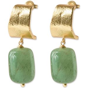 A Beautiful Story - Honest Aventurijn - Oorbellen - Goudkleurig - Handgemaakt - 3,5 cm