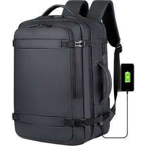 Stevige multifunctionele laptoptas / schooltas - laptop tot 15,6 inch - water afstotend, meerdere vakken - met usb aansluiting - Zwart