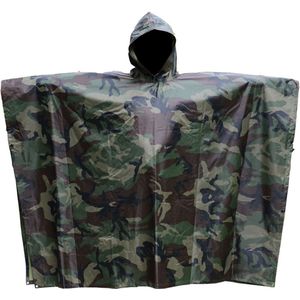 PVC Regenponcho voor outdoor fietsen en bergbeklimmen - Amerikaanse Jungle Camouflage -(One Size)