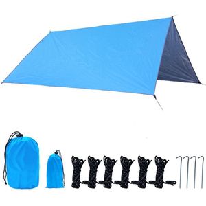 Outdoor Draagbaar Zonnescherm Met Opbergtas - Waterdicht - Tarps voor Kamperen 300 *300cm - 3-4 Personen - hemelsblauw