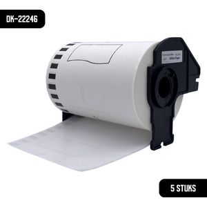 DULA Brother Compatible DK-22246 - Doorlopende labelrol - 5 rollen - 103 mm x 30,48 m - Zwart op wit - Papier