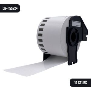 DULA Brother Compatible DK-N55224 - Doorlopende labelrol - 10 rollen - 54 mm x 30,5 m - Zwart op wit - Papier - Niet klevend