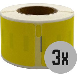 DULA Dymo Compatible labels - Geel - 99010 - S0722370 - Adresetiketten - 3 rollen - 28 x 89 mm - 130 labels per rol