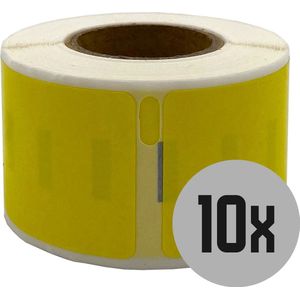 DULA Dymo Compatible labels - Geel - 99010 - S0722370 - Adresetiketten - 10 rollen - 28 x 89 mm - 130 labels per rol