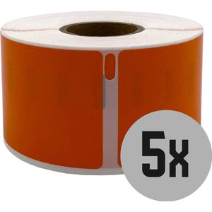 DULA Dymo Compatible labels - Oranje - 99012 - S0722400 - Adresetiketten - 5 rollen - 36 x 89 mm - 260 labels per rol