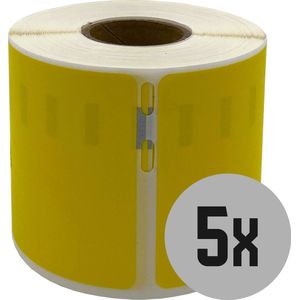 DULA Dymo Compatible labels - Geel - 99014 - S0722430 - Verzend- en naambadge etiketten - 5 rollen - 101 x 54 mm - 220 labels per rol