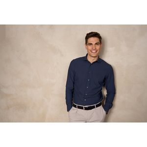District Indigo - Pique Performance - Overhemd - Navy - Lange Mouw