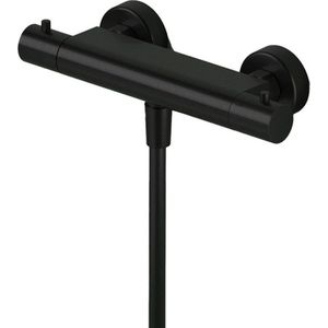 Thermostatische douchemengkraan hotbath ace met 1/2 doucheslang onder aansluiting 26.6 cm geborsteld zwart pvd