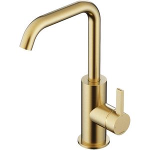 Wastafelmengkraan hotbath ace met draaibare uitloop gebogen 24 cm geborsteld messing pvd