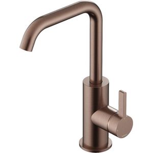 Wastafelmengkraan hotbath ace met draaibare uitloop gebogen 24 cm geborsteld koper pvd