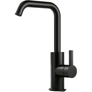 Wastafelmengkraan hotbath ace met draaibare uitloop gebogen 24 cm geborsteld zwart pvd