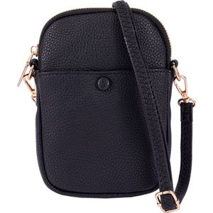 Nouka Zwarte Kleine Dames Tas – Schoudertas – Crossbody – Clutch – Telefoontasje - Telefoon Tas - met Verstelbare en Afneembare Tassenriem / Schouderriem - Voor Vrouwen