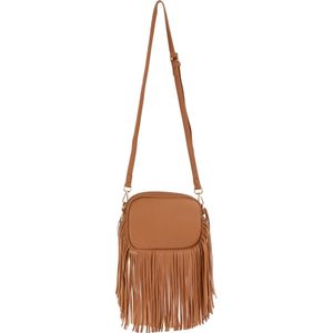 Nouka Khaki Bruine Boho Dames Tas met Franjes – Schoudertas – Crossbody - Handtas – met Verstelbare en Afneembare Tassenriem / Schouderriem