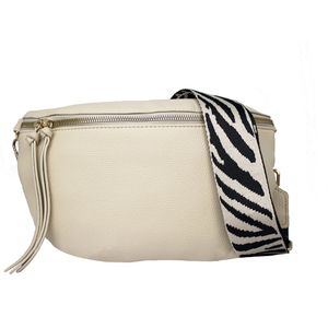 Nouka Beige Dames Tas – Schoudertas – Crossbody – Buideltas - met Dikke Verstelbare en Afneembare Tassenriem / Schouderriem