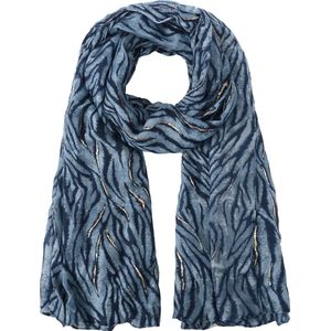Nouka Blauwe Dames Sjaal– Warme & Lichte Sjaal – met Gouden Accenten – Alle Seizoenen – 70 x 180 cm