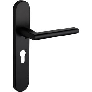 Lavuzo deurkruk Teramo Zwart met afgerond schild PC55 | Per set | Deurklink met schild
