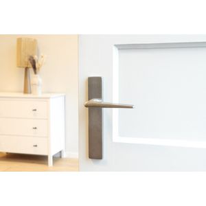 Lavuzo deurkruk Modena RVS met rechthoekig schild | Per set | Rvs deurkruk