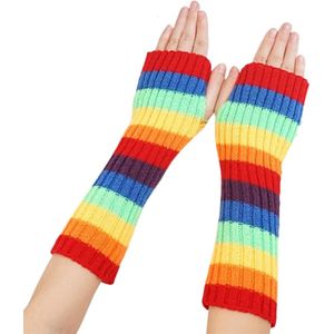 Winkrs - Vingerloze handschoenen Regenboog kleuren - Armwarmers/Polswarmers Acryl - Dames
