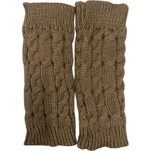 Winkrs© - Vingerloze Handschoenen Bruin - Gebreide Polswarmers Acryl - Dames - Warm & Comfortabel