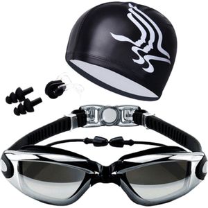 Zwembril set - Oordopjes, badmuts, neusklem en duikbril - Zwart