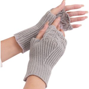 Winkrs - Vingerloze Handschoenen Dames - Polswarmers Grijs met duimgat - Acryl - Warme handen/Vingers vrij