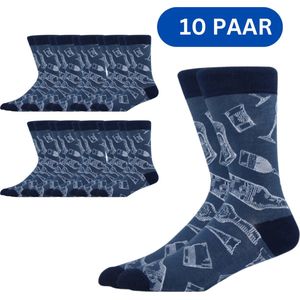 10 paar Sokken met drank, flessen & glazen - Grappige sokken voor heren/dames maat 39/43 voor Barkeeper, Vinoloog, Drankliefhebbers