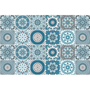Set 24 Tegelstickers met Portugees Design - 15x15CM - Zelfklevende Tegels voor badkamer, keuken, meubels - Plaktegels Blauw