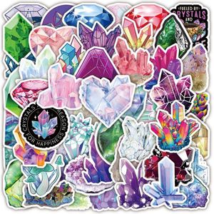 Kristallen, Mineralen & Edelstenen stickers - 50 Stuks - 5x6CM - Voor laptop, muur, bullet journal etc. BoHo stijl