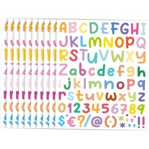 Letter Stickers Alfabet in Kleur - 10 vel - 760 stickers - 25MM Plakletters voor Kinderen en Volwassen - Gekleurde Letters & Lettertekens Stickervel
