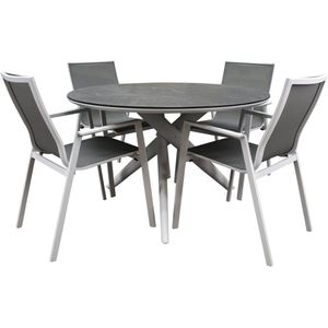 New Valley dining tuinset 120x74 cm 5 delig aluminium wit