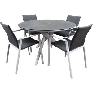 Nancy New Valley dining tuinset 120x74 cm 5 delig aluminium wit