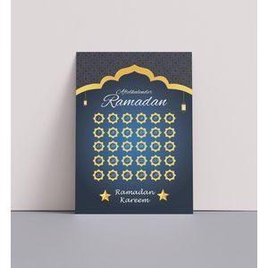 Ramadan kalender | Ramadan 2025 | A5 | Ramadan Mubarak | Ramadan planner | Ramadan gebedskalender | Blauw | Fotofabriek