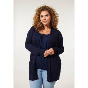 Miss Etam Plus - Senna - Fijngebreid Vest - Donkerblauw - Grote Maten