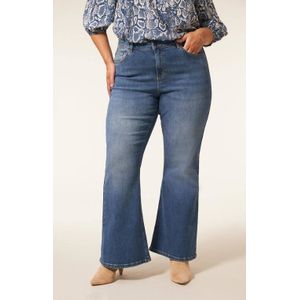 Miss Etam Plus - Flared Jeans - Medium Blue Denim - 5-Pocket Model
