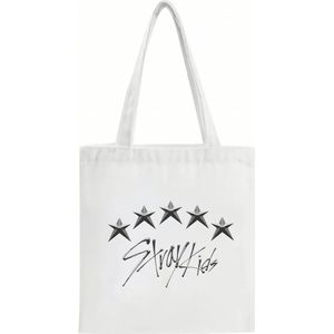 Kpop Idol Group Stray Kids 5-STAR Non-woven Canvas bags Wit met ster [Schoudertas]