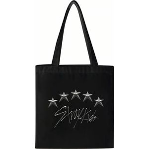 Kpop Idol Group Stray Kids 5-STAR Non-woven Canvas bags Zwart met ster [Schoudertas]