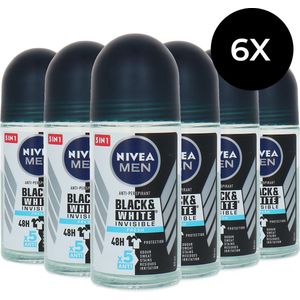 Nivea - Invisible Black & White Fresh - Deoroller - 6x 50 ml