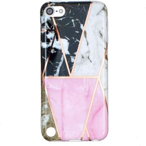 iPod Touch 5G 6G 7G - TPU Flex Bescherm-Hoes Skin Hoesje - Roze Zwart Wit Marmer