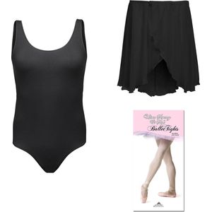 Dancer Dancewear® Ballet SET | Volledig ballet setje | Zwart | Balletpak Rondo | Balletpakje voor meisje | Balletrokje | Balletpanty | Maat 6 jaar | Maat 104 / 110