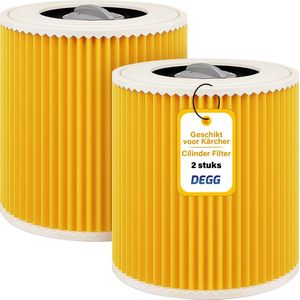 DEGG® - Cartridgefilter - Geschikt voor Kärcher Stofzuigers - WD1, WD2, WD3, MV2 en MV3 - Nat/Droog-Stofzuiger Filter - Patroonfilter - Premium Kwaliteit - 2 STUK(S)
