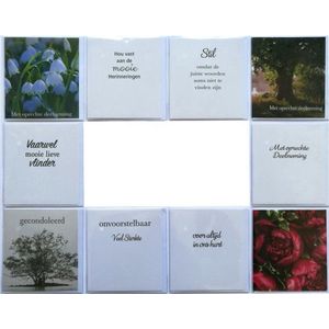 Condoleance Kaarten - Met oprechte Deelneming - 10 Wenskaarten - 12 x 11 cm - L-130