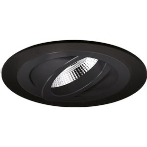 Modena - Inbouwspot Zwart Rond - Kantelbaar - 1 Lichtpunt - Ø 92mm - Bladveren