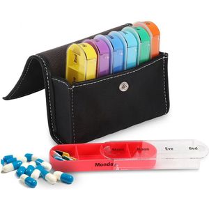 CHPN - Pillendoos 7 dagen - Medicijndoos - 4 vakken - Pillendoosje - Etui - 7 bakjes - Medicijnen sorteren - Multicolor