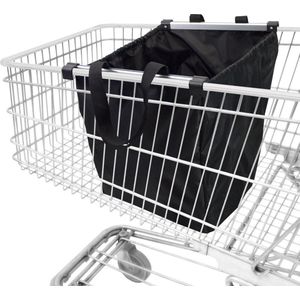 SHOP YOLO - opvouwbare boodschappentas - geschikt voor alle gangbare winkelwagens - aluminium - Zwart