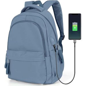 SHOP YOLO-laptop rugzak- waterdicht met USB - schoolrugzak met laptopvak-14 inch-KoningsBlauw