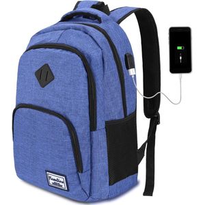 SHOP YOLO-rugzak jongens -Schooltas -waterdicht met USB-Dagrugzak Laptop-15.6 inch -Blauw